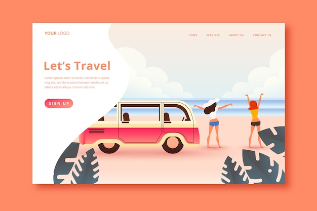 Free Vector travel landing page template