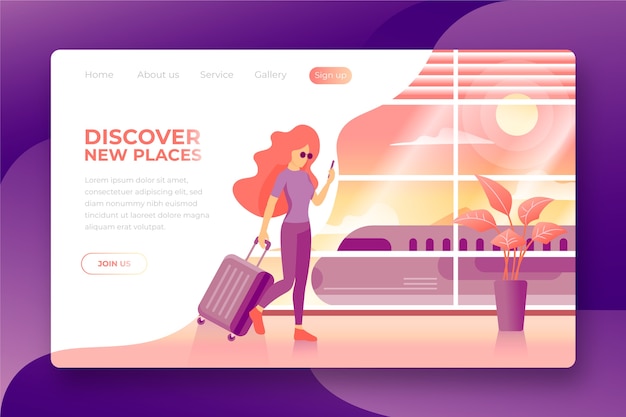 Free Vector travel landing page template