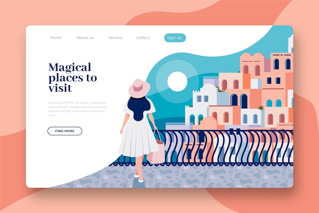 Free vector travel landing page template