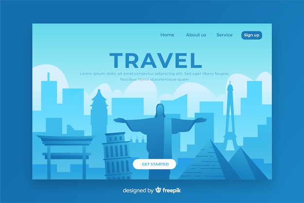 Travel landing page with illustration