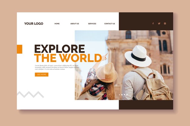 Travel landing page with image