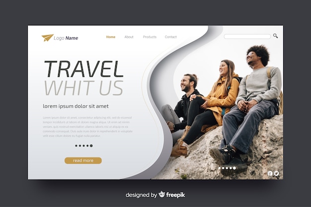 Travel landing page with image