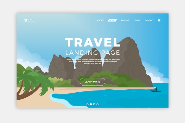 Free vector travel landing page with mountains