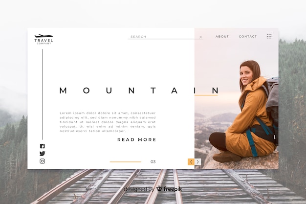 Free Vector travel landing page with photo