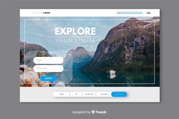 Travel landing page with photo