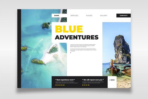 Travel landing page with photo