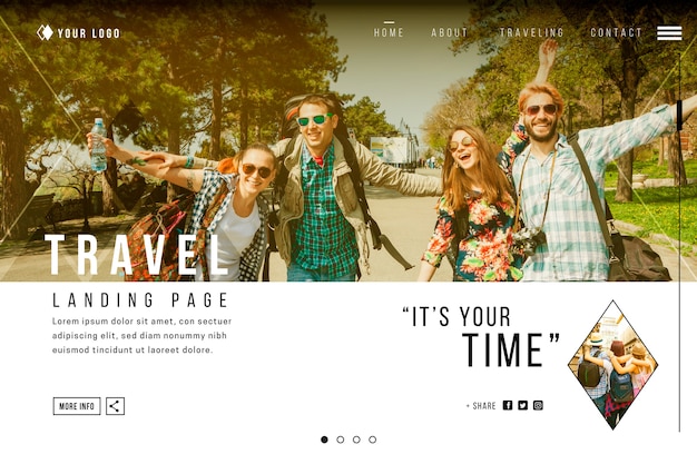 Travel landing page with photo