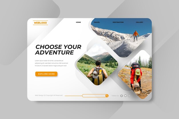 Travel landing page with photo