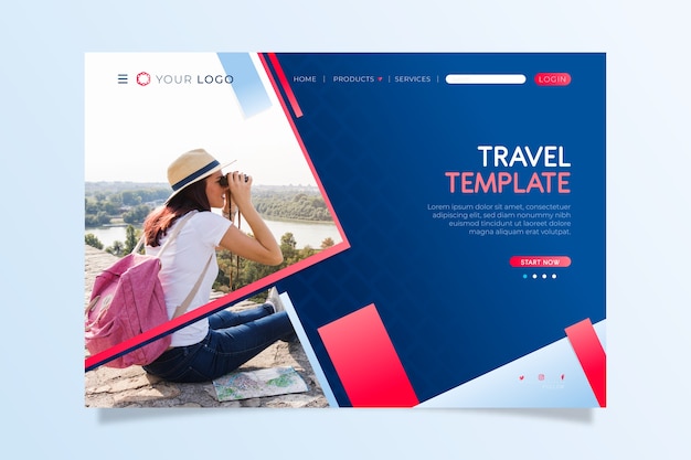 Travel landing page with photo