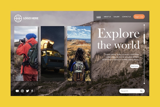 Travel landing page with photo