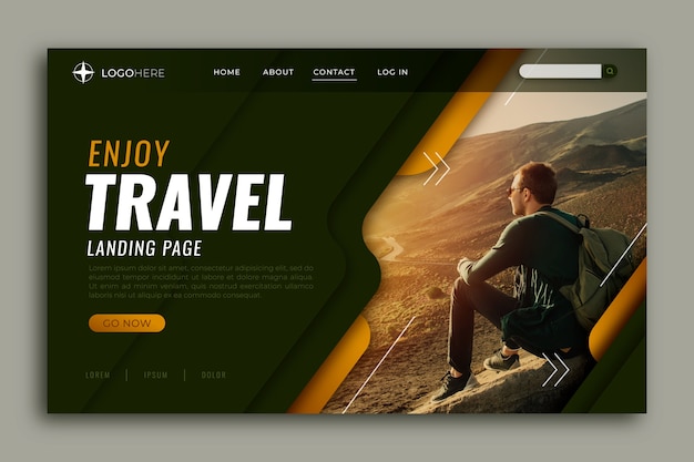 Travel landing page with photo