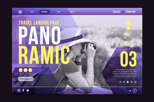 Travel landing page with photo