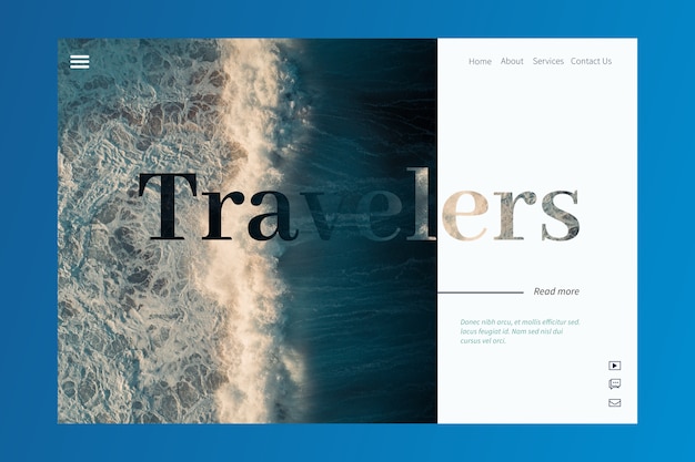 Travel landing page with photo