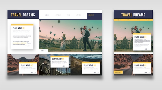 Travel landing page with photo