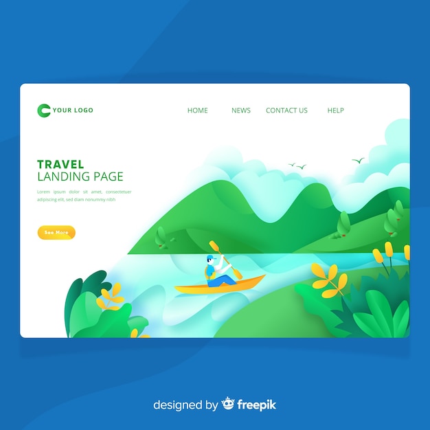 Free Vector travel landing page