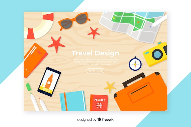 Free Vector travel landing page