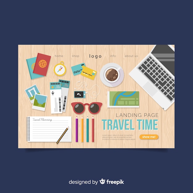 Free Vector travel landing page