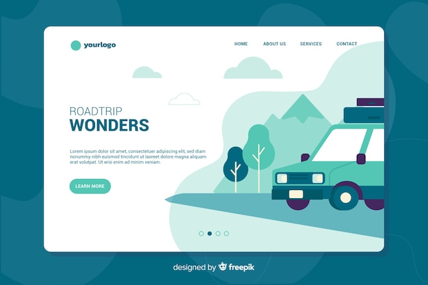 Free Vector travel landing page