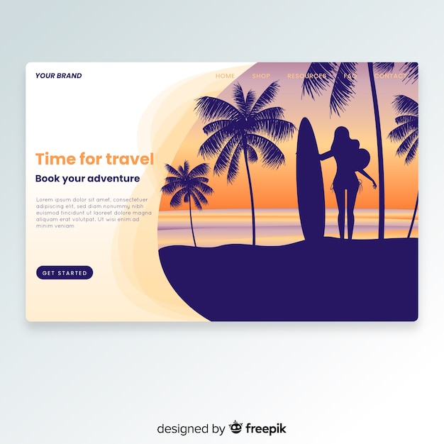 Free Vector travel landing page