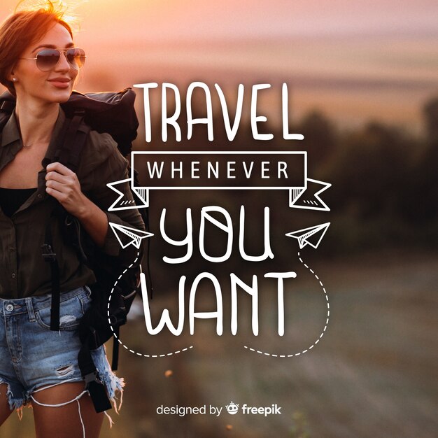 Travel lettering background with photo