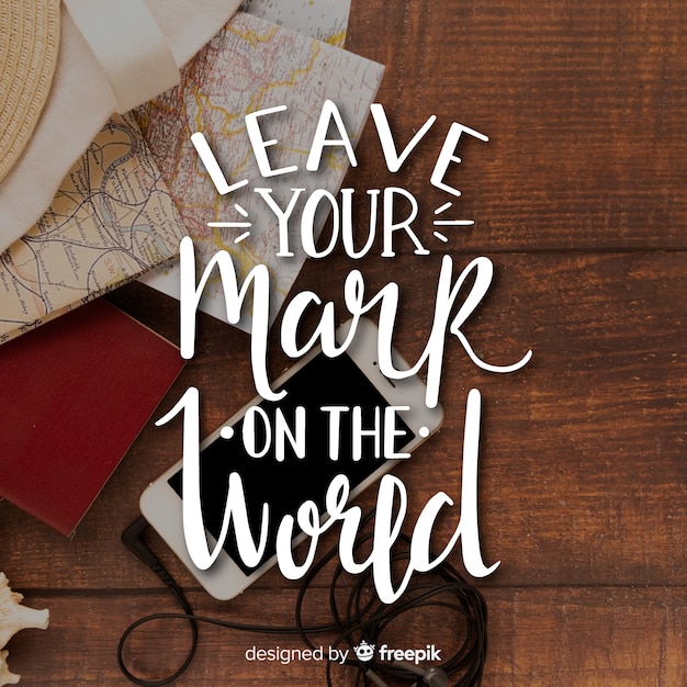 Travel lettering background with photo