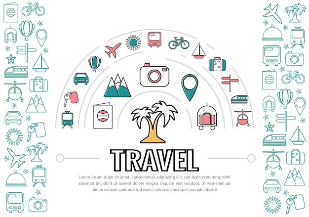 Travel line icons