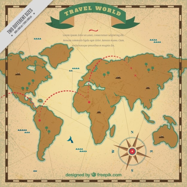 Free Vector travel map in vintage style