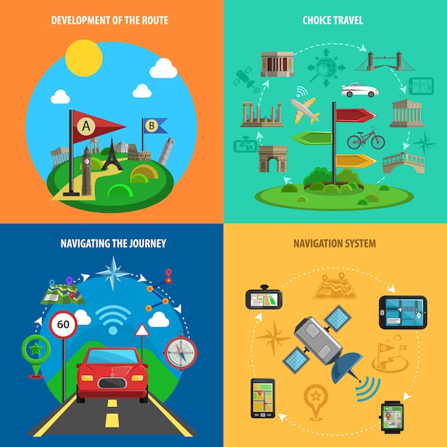 Travel And Navigation Decorative Icon Set