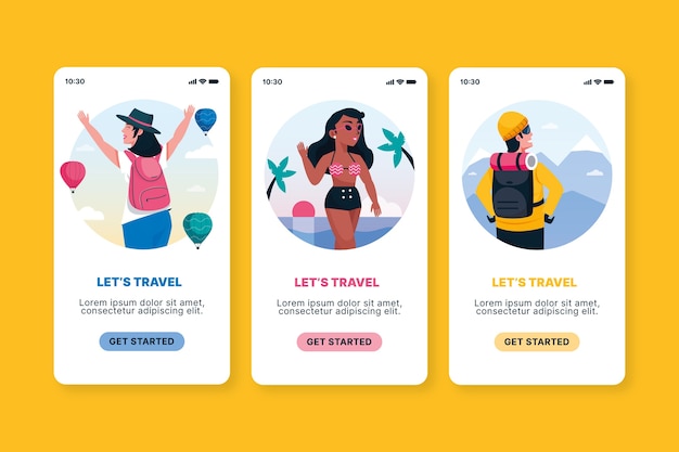 Travel onboarding app screen