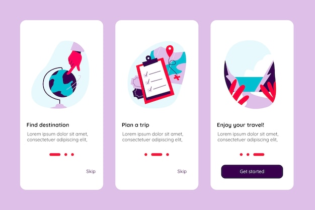 Travel onboarding app screen