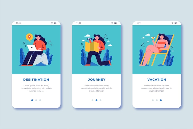 Travel online onboarding app screen