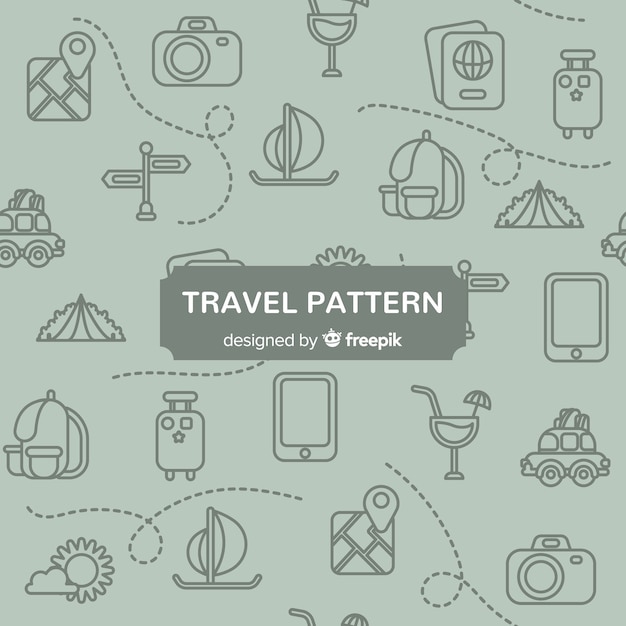 Travel pattern with elements and dash lines