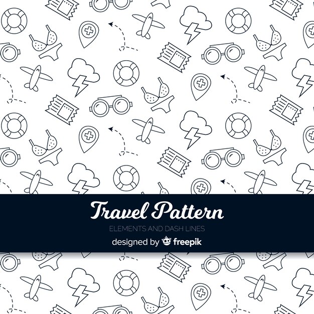 Travel pattern with elements and dash lines