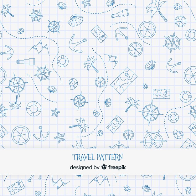 Travel pattern with elements and dash lines