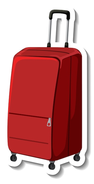 Free Vector travel plastic suitcase with wheel cartoon sticker