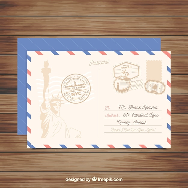 Travel postcard template in vintage style