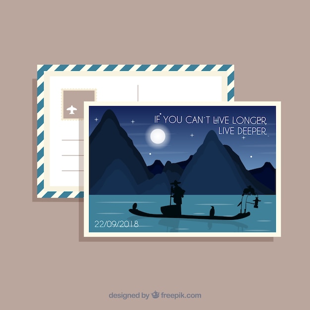 Free Vector travel postcard with landscape at night