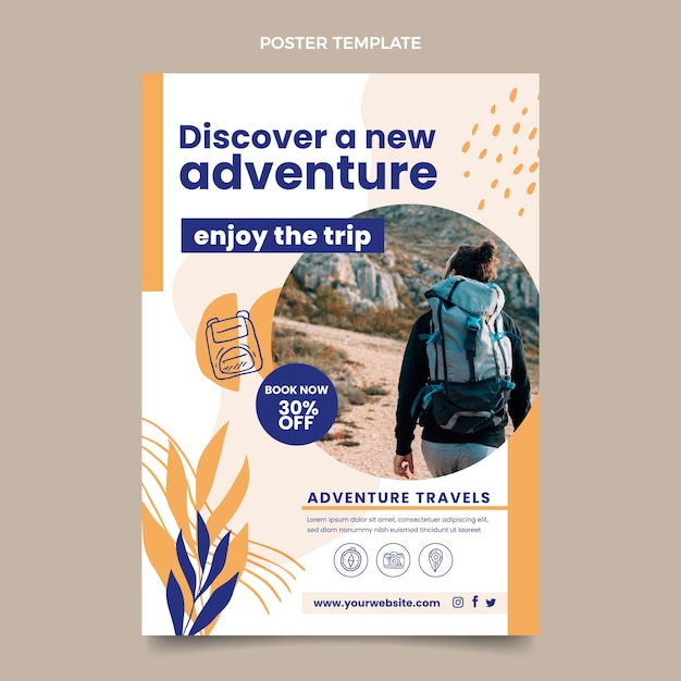 Travel poster template flat design