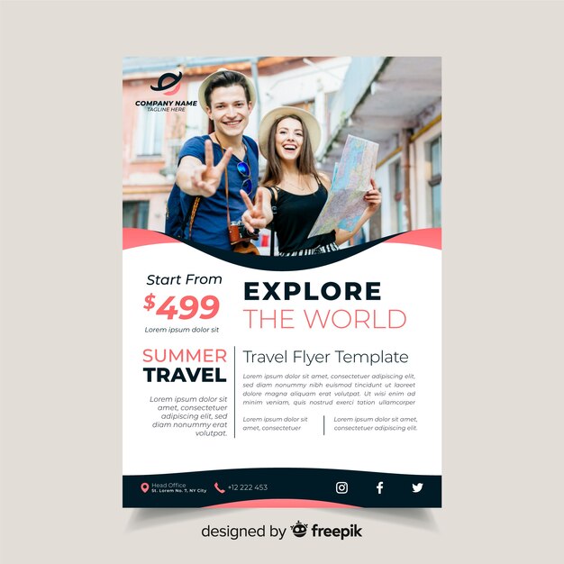 Travel poster template with image