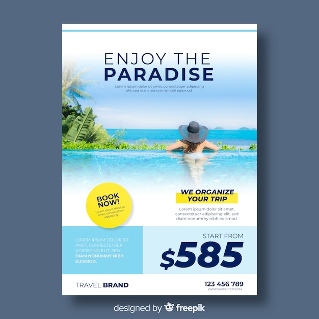 Travel poster template with image