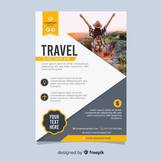 Travel poster template with photo