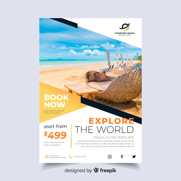 Travel poster template with photo