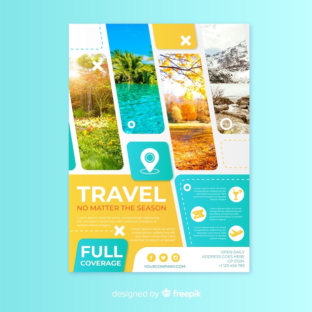 Travel poster template with photo