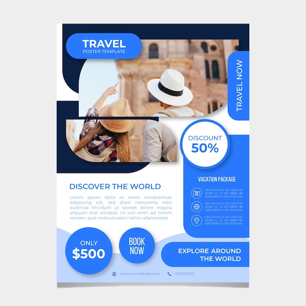 Travel poster template with photo