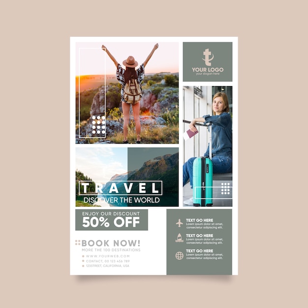 Travel poster template with photo