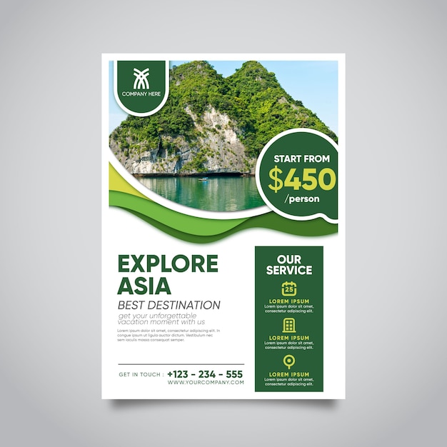 Travel poster template with photo