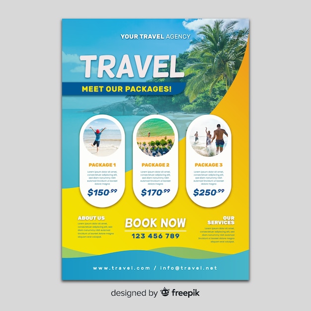 Travel poster template with photo