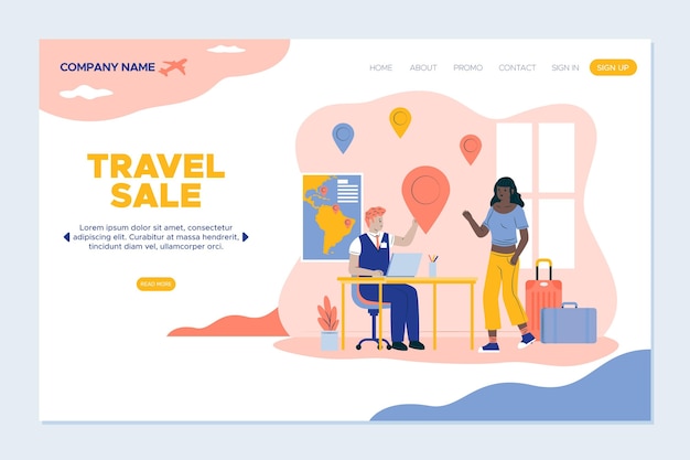 Free Vector travel sale landing page template