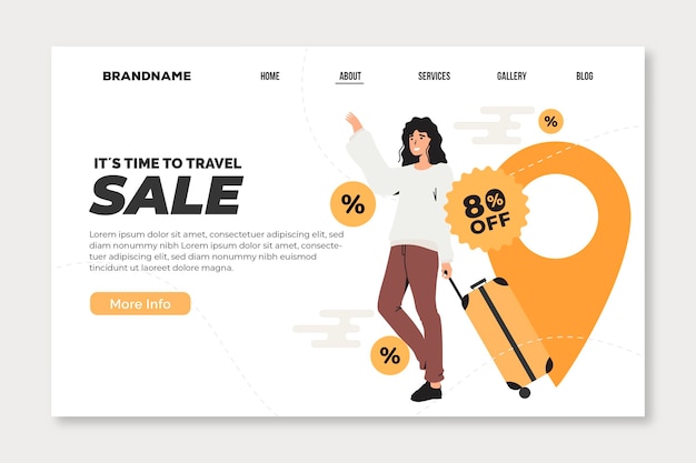 Free Vector travel sale landing page web template