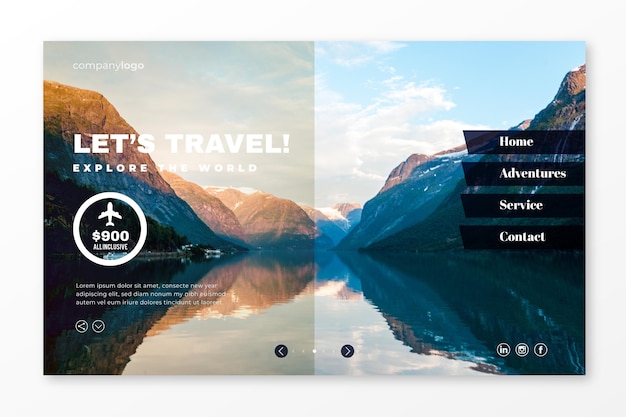 Travel sale landing page with photo